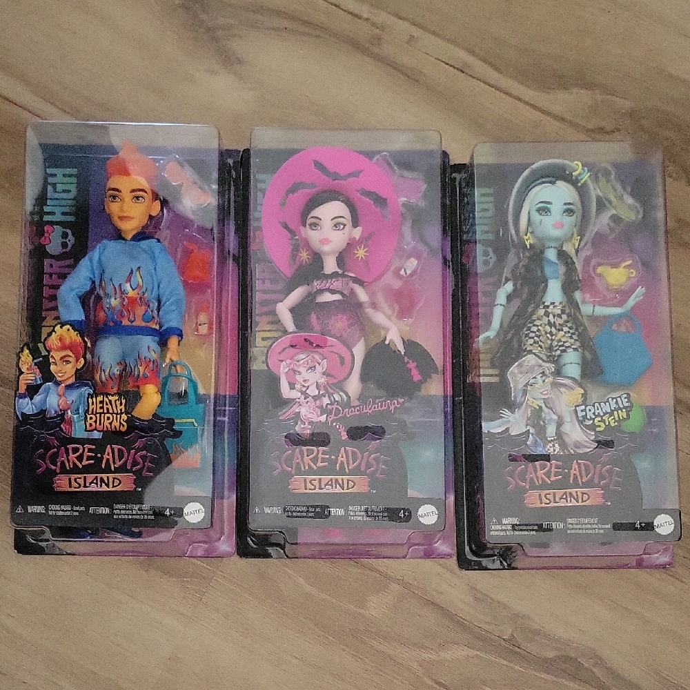 Monster High dolls - Scare-adise - Draculaura, Heath Burns, Frankie-stein
